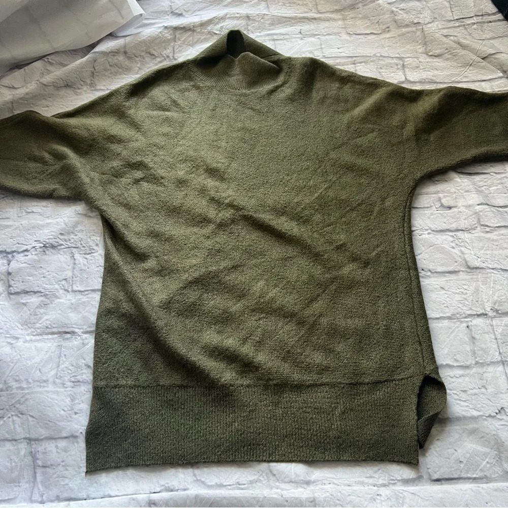 Olive Green Tunic Sweater Mock‎ Neck Long Sleeve Casual Comfy Pullover